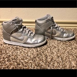 Nike high top silver & gray with glitter
